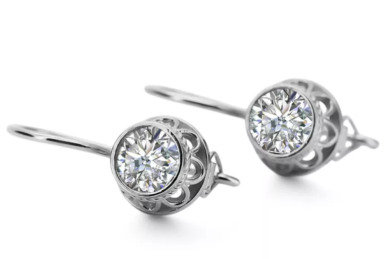 Vintage Unikátne náušnice Cubic Zirconia 925 Sterling Silver VEC117s